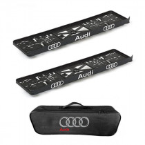 2x постави за регистрационни номера и торба Audi - комплект