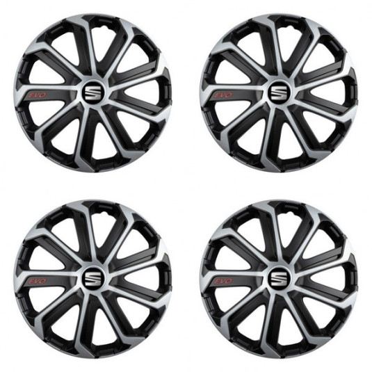 Капачки за Seat 15 Evo black&silver