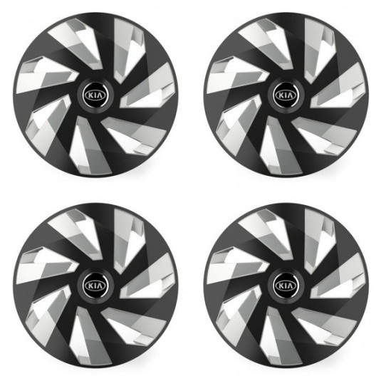 Капаци за Kia (по-старо лого) 14 Vector RC black and silver