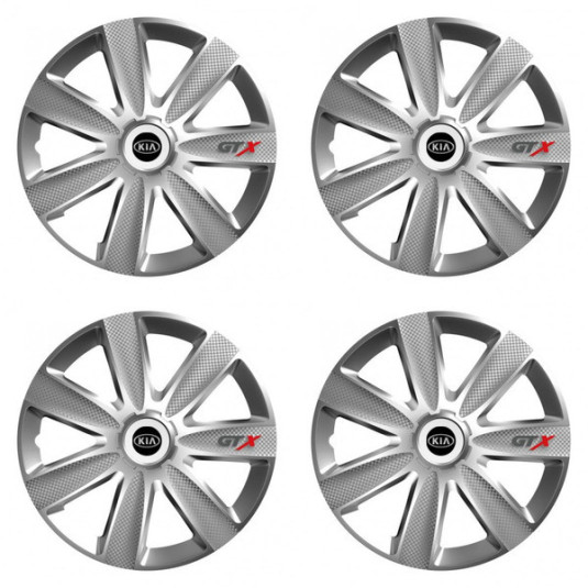 Капачки за Kia (старо лого) 14 GTX CARBON silver