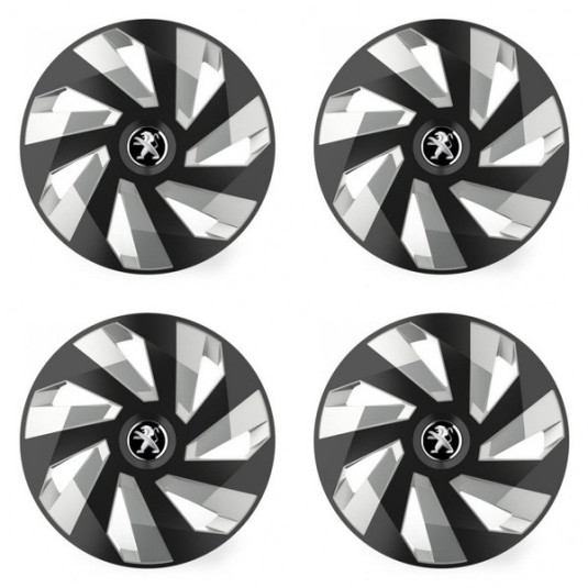 Капачки за Peugeot (старо лого) 16 Vector RC black and silver