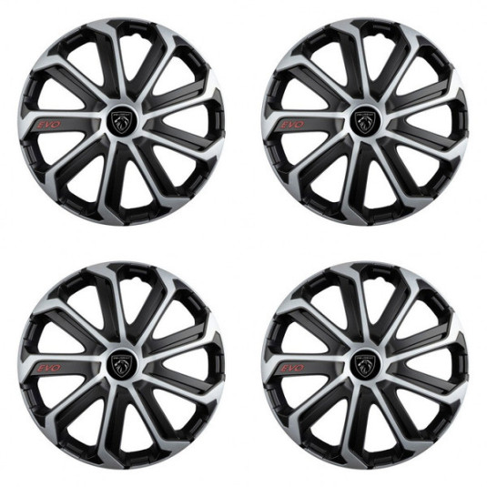 Капаци за Peugeot (ново лого) 15 Evo black&silver