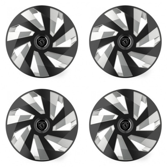 Капачки за Peugeot (ново лого) 15 Vector RC black and silver