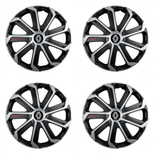 Капачки за Renault (ново лого) 16 Evo black&silver