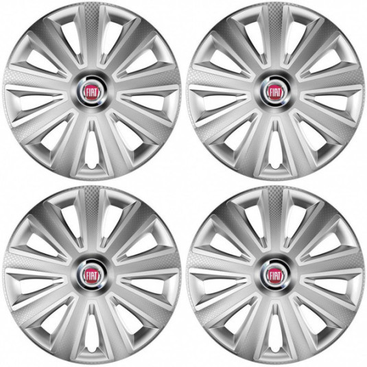 Капачки на джантите за Fiat (червени) 15 Aviator carbon silver