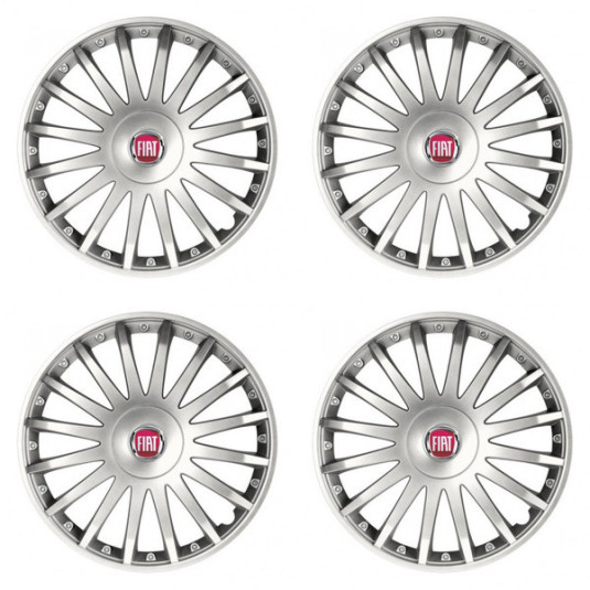 Капачки за Fiat (червени) 16 CRYSTAL silver