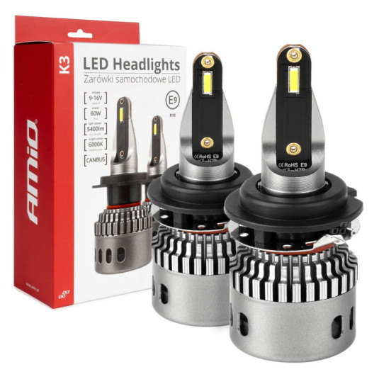 LED крушки за главното осветление K3 H7-6 12V 6000K canbus AMIO-03685