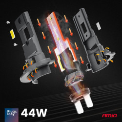 LED крушки X4-series AVIATOR H7/H18 6500K max 44W AMIO-03764