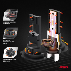 LED крушки X4-series AVIATOR H7/H18 6500K max 44W AMIO-03764