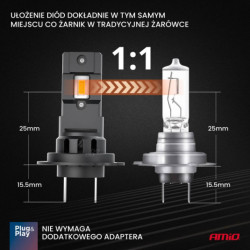 LED крушки X4-series AVIATOR H7/H18 6500K max 44W AMIO-03764