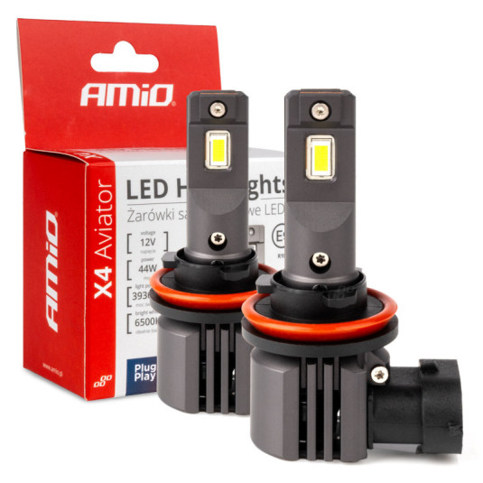 LED крушки X4-series AVIATOR H8/H9/H11/H16 6500K макс 44W AMIO-03765