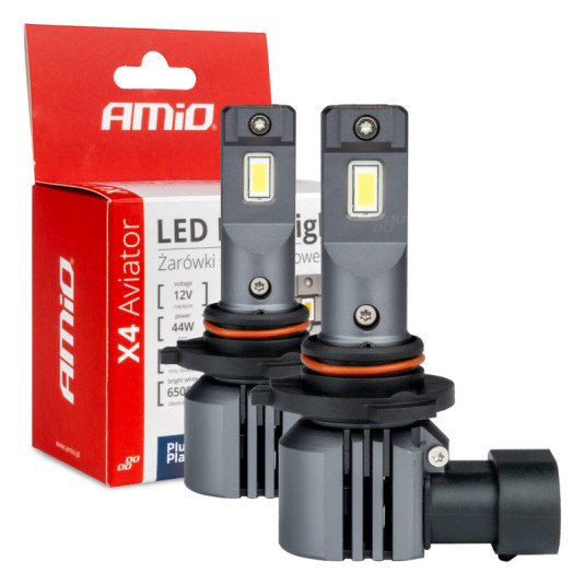 LED крушки X4-series AVIATOR HB3 9005 HIR1 9011 H10 6500K макс 44W AMIO-03766