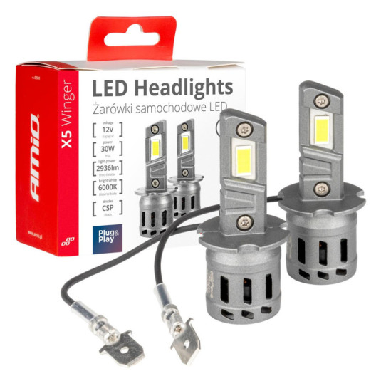 LED крушки X5-series WINGER H3 6000K макс 30W AMIO-03944