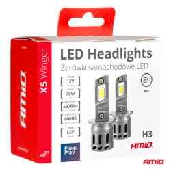 LED крушки X5-series WINGER H3 6000K макс 30W AMIO-03944