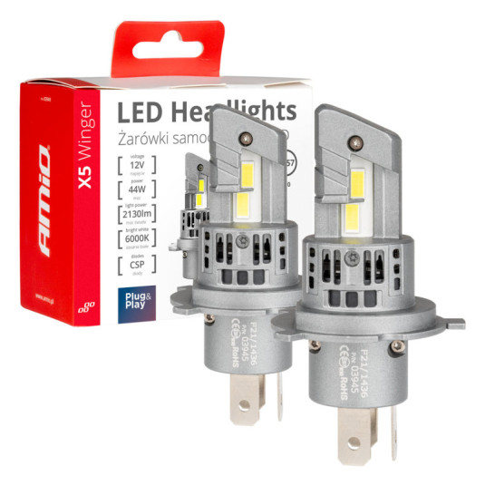 LED лампи X5-series WINGER H4 6000K max 44W AMIO-03945