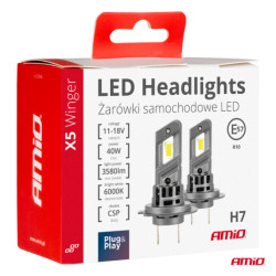 LED крушки X5-series WINGER H7 H18 6000K макс 40W AMIO-03946