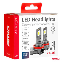 LED лампи X5-series WINGER H8 H9 H11 6000K макс 50W AMIO-03947