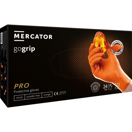 Нитрилни ръкавици GoGrip оранжеви размер S, 50 бр.