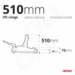 Хидравличен нископрофилен крик 3T CE 75/510mm AMiO-04215
