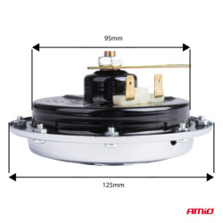 Звукова сигнализация клаксон хром 125 mm 12V AMIO-04074