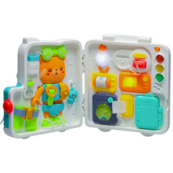 Сензорна манипулационна дъска Montessori с дръжки мече XXL светлина звук