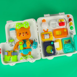 Сензорна манипулационна дъска Montessori с дръжки мече XXL светлина звук