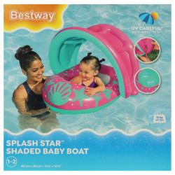 BESTWAY 34091 Надуваемо понтонче със сенник розово