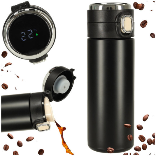 Термокъса с мундщук LED термос 420ml черен