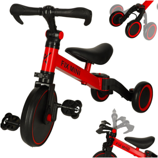 Trojkolka TRIKE FIX MINI CROSS - COUNTRY 3V1 s pedálmi червена