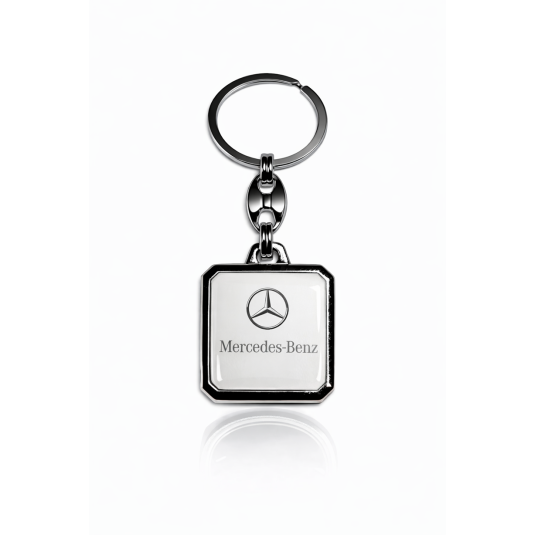 Ключодържател от смола Mercedes квадратен бял