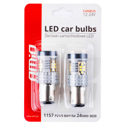 LED крушки CANBUS 3020 24SMD 1157 BAY15D P21/5W Бял 12V/24V