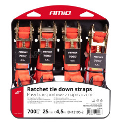 Обтягащи колани с тресчотка 700kg 25mm 4,5m 4бр BELT-03