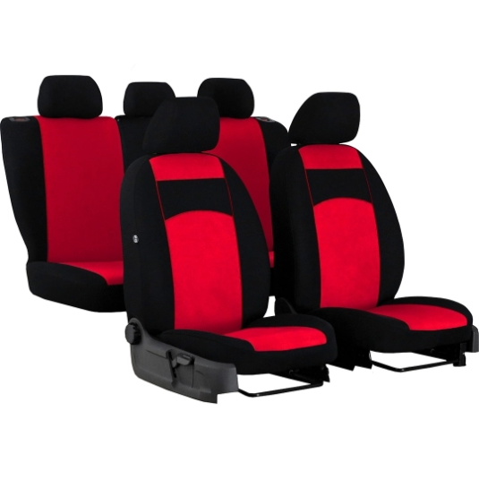 Autopoťahy Tuning 100% červeno-čierne (velour-textil)