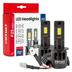 LED žiarovky hlavného svietenia Séria F25 PRO BLACK FULL CANBUS H3 68W 12V 24V
