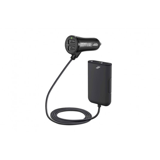 Автомобилно зарядно устройство предно-задно с удължителен кабел 4 USB