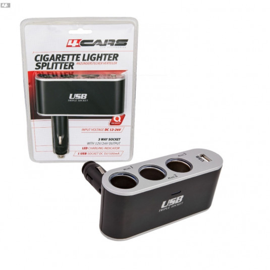 Тройна гнезда в запалката с USB 12/24V