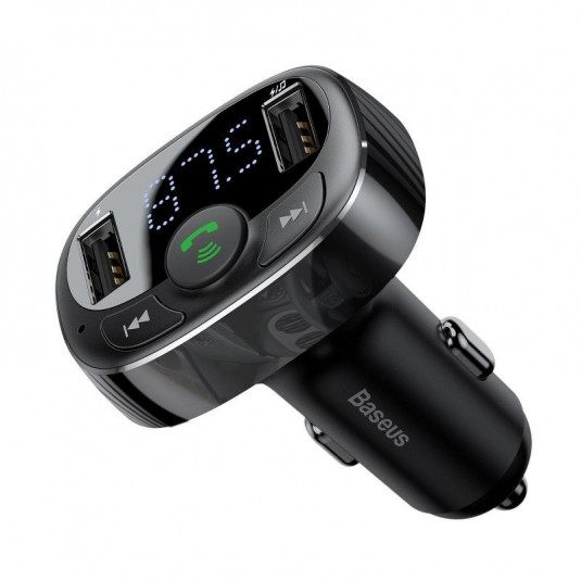 BASEUS FM предавател T тип Bluetooth 2xUSB microSD, черен