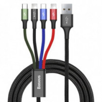 BASEUS USB кабел 4в1 черен, 1xUSB-C, 2x Lightning, 1xMicro 3,5A 120 см