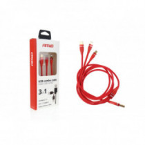 Мултикабел за телефон USB C / micro USB 120cm червен FullLINK 3.1A UC-7