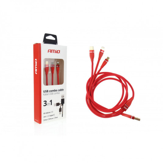 Мултикабел за телефон USB C / micro USB 120cm червен FullLINK 3.1A UC-7