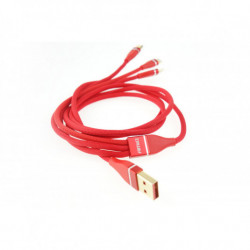Мултикабел за телефон USB C / micro USB 120cm червен FullLINK 3.1A UC-7