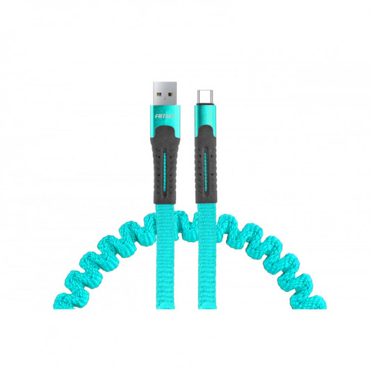 Пружинен кабел USB+USB-C 120cm FullLINK UC-14