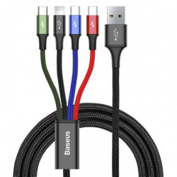 USB кабел BASEUS Fast 4в1 Lightning / Micro 3,5A 1,2 m черен