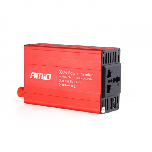 Преобразувател на напрежение AMiO 24V/230V 300W/600W 2xUSB PI04
