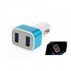 Автомобилно зарядно устройство за мобилен телефон с 2xUSB + тестер за напрежение на батерията TEST-04