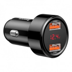 Автомобилен зарядник BASEUS Magic черен, 2xUSB QC 3.0 45W