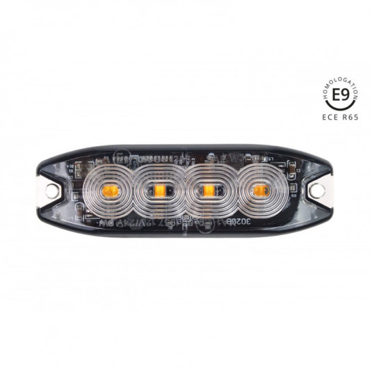 Предупредително осветление оранжево 4x3W LED R65 R10 12/24V IP67