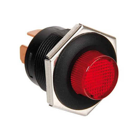 Превключвател бутонен с LED индикатор, червен, 12/24 V