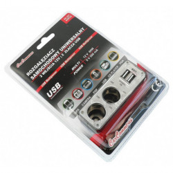 Мулти контакт запалител 2+2 USB с кабел 12/24 V