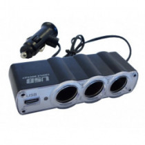 Мултизасувка за запалка 3+1 USB с кабел 12/24 В